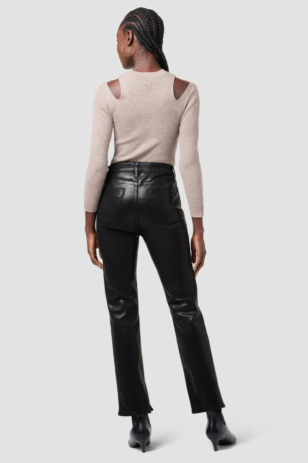 Straight Women Hudson Jeans Nico MidRise Straight Ankle Jean W Slit Hem Coated Black Beauty Straight Women Hudson Jeans Nico MidRise Straight Ankle Jean W Slit Hem Coated Black Beauty