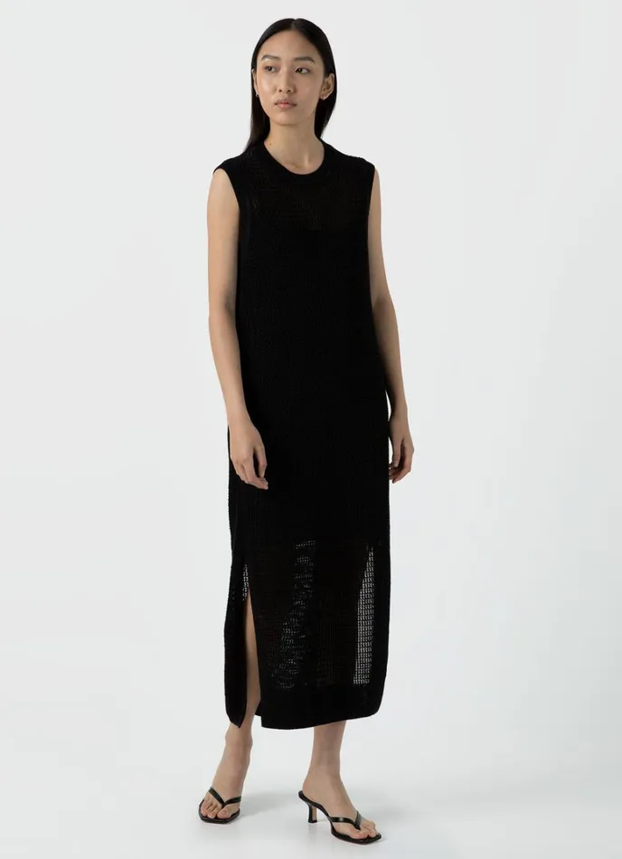 SUNSPEL Dresses and Skirts Linen Mesh Dress Black 8211 Women