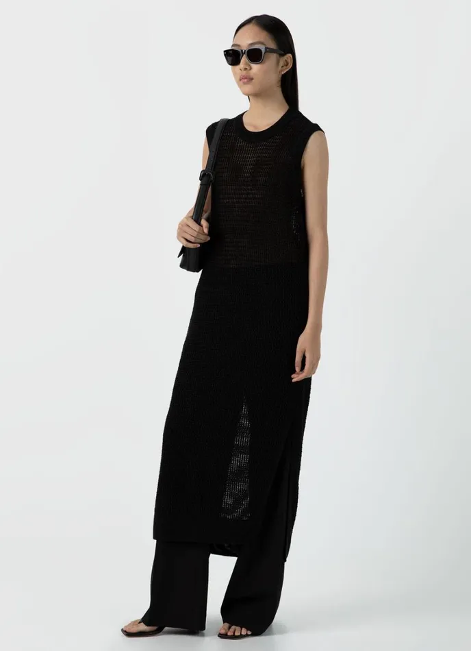 SUNSPEL Dresses and Skirts Linen Mesh Dress Black 8211 Women