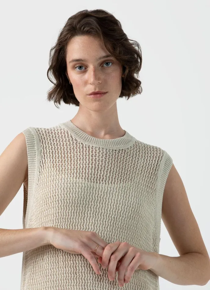 SUNSPEL Dresses and Skirts Linen Mesh Dress Ecru 8211 Women