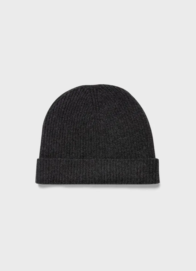 SUNSPEL Hats Scarves Gloves Cashmere Ribbed Hat Charcoal Melange 8211 MenWomen SUNSPEL Hats Scarves Gloves Cashmere Ribbed Hat Charcoal Melange 8211 MenWomen