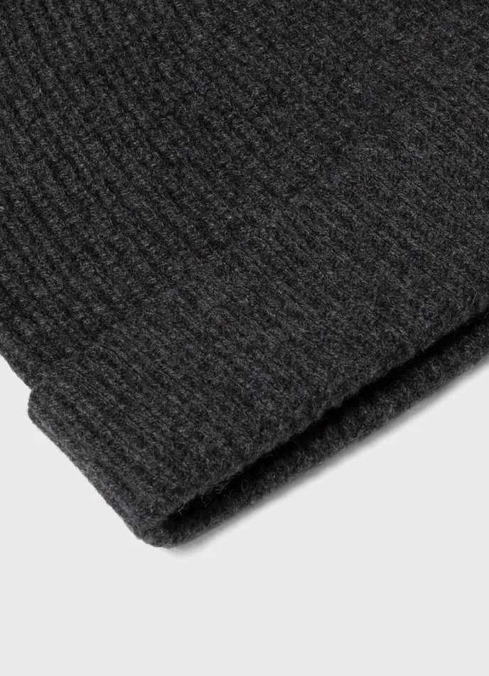 SUNSPEL Hats Scarves Gloves Cashmere Ribbed Hat Charcoal Melange 8211 MenWomen