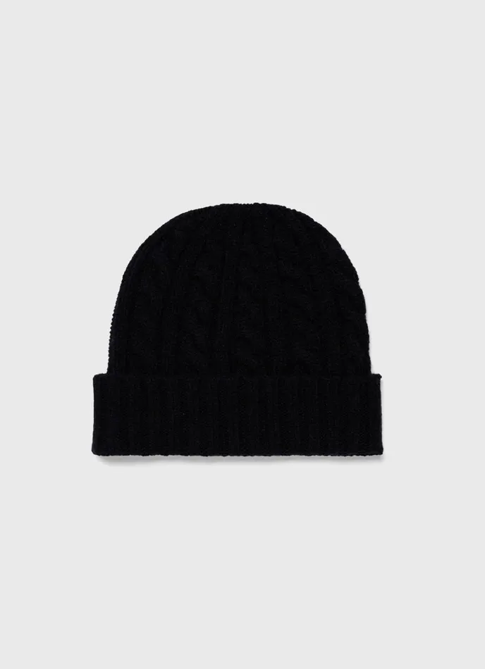 SUNSPEL Hats Scarves Gloves Lambswool Cable Hat Dark Navy Mouline 8211 MenWomen SUNSPEL Hats Scarves Gloves Lambswool Cable Hat Dark Navy Mouline 8211 MenWomen