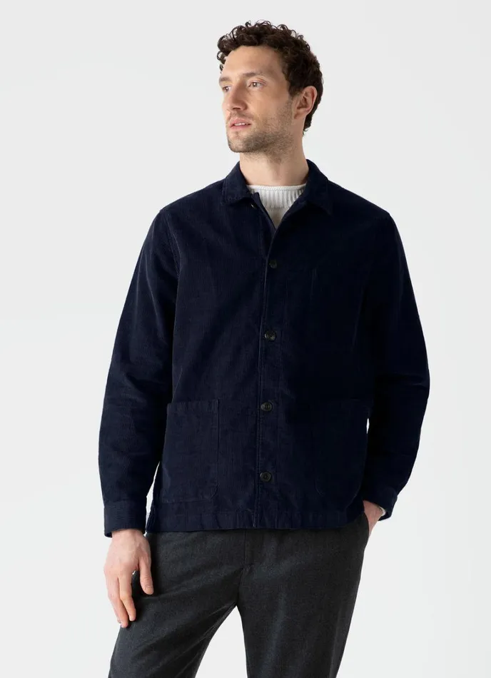 SUNSPEL Jackets and Coats Corduroy Twin Pocket Jacket Navy 8211 Men
