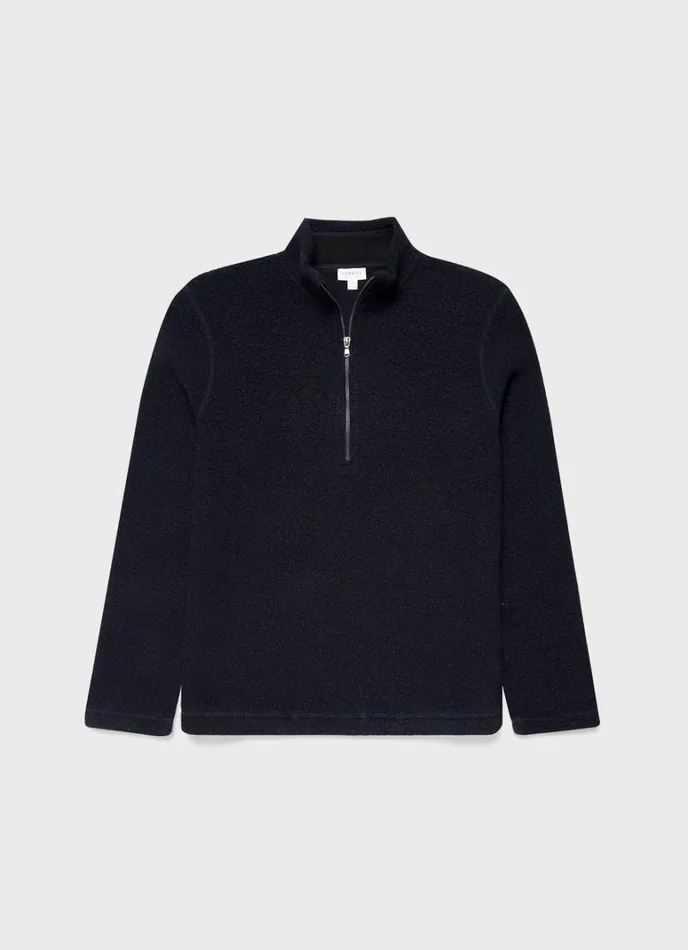 SUNSPEL Jackets and Coats Wool Fleece Zip Neck Navy 8211 Men