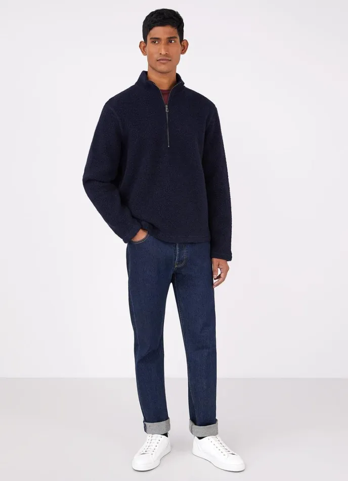 SUNSPEL Jackets and Coats Wool Fleece Zip Neck Navy 8211 Men