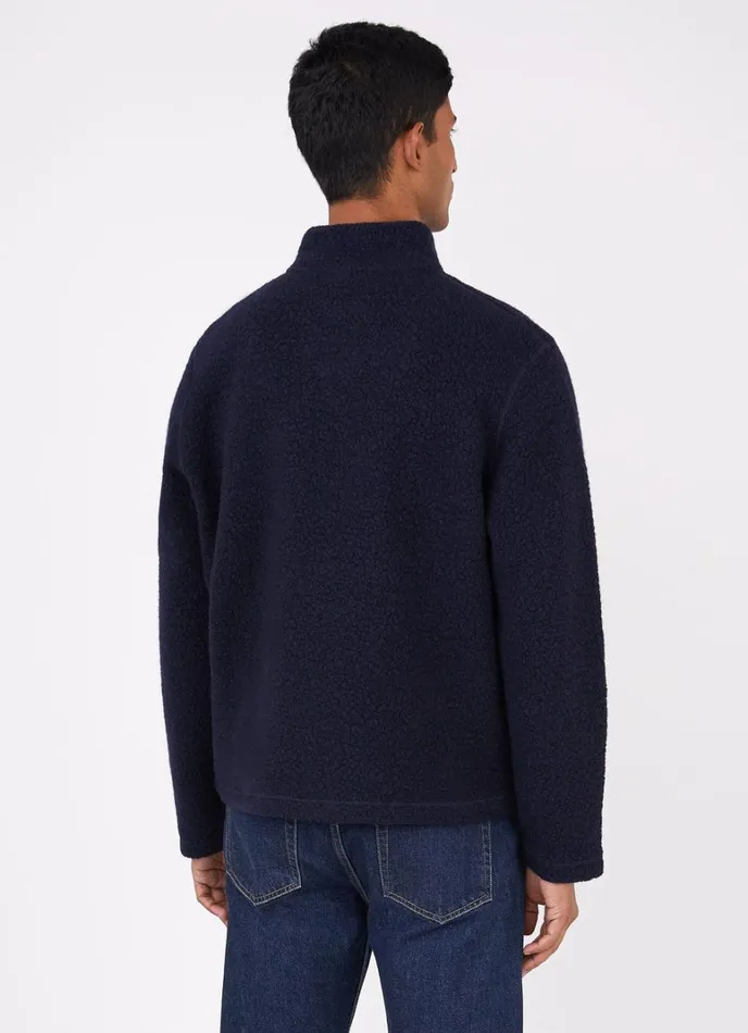 SUNSPEL Jackets and Coats Wool Fleece Zip Neck Navy 8211 Men