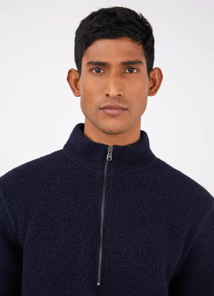 SUNSPEL Jackets and Coats Wool Fleece Zip Neck Navy 8211 Men