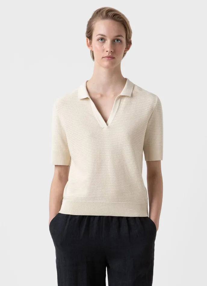 SUNSPEL Knitwear Archive Knit Polo Ecru 8211 Women