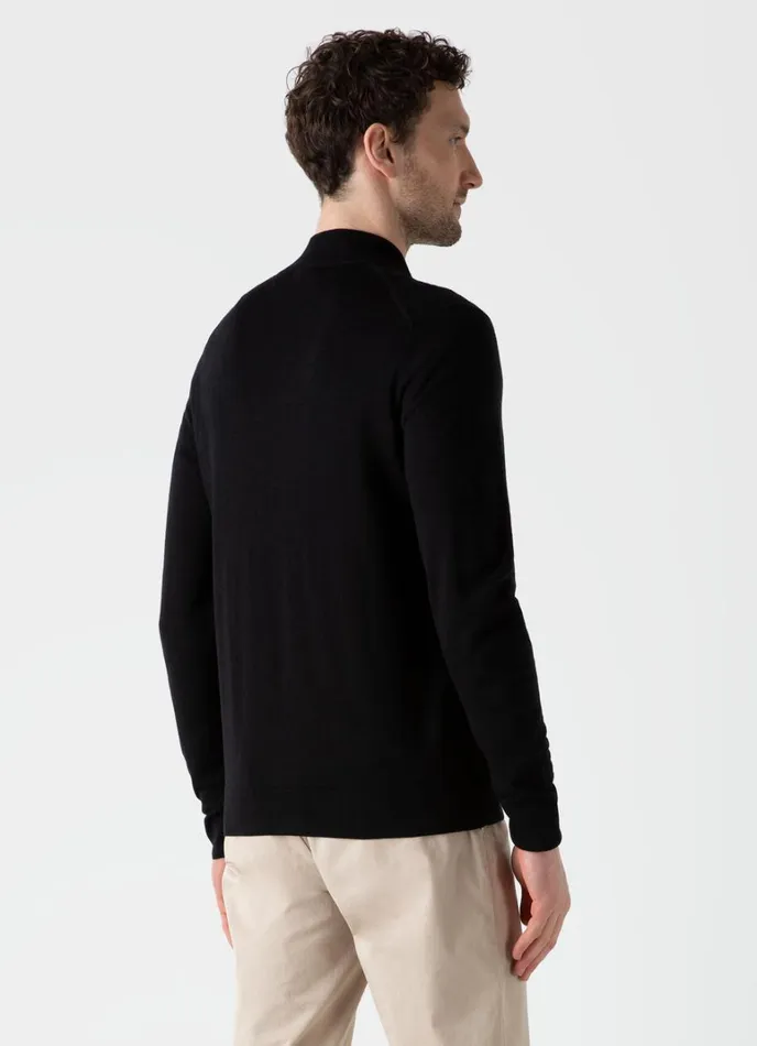 SUNSPEL Knitwear ExtraFine Merino Zip Cardigan Black 8211 Men