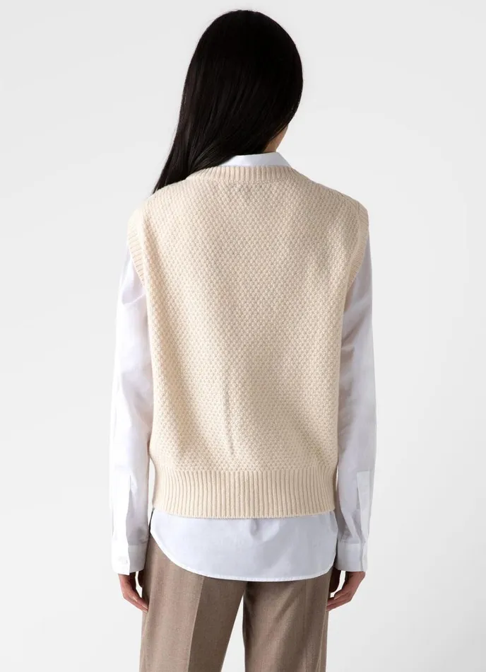 SUNSPEL Knitwear Lambswool Cable Knit Vest Ecru 8211 Women
