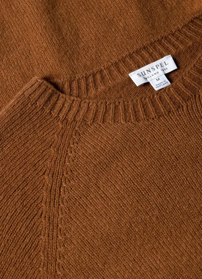 SUNSPEL Knitwear Lambswool Crew Neck Jumper Dark Camel 8211 Men
