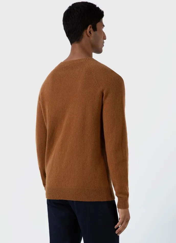 SUNSPEL Knitwear Lambswool Crew Neck Jumper Dark Camel 8211 Men