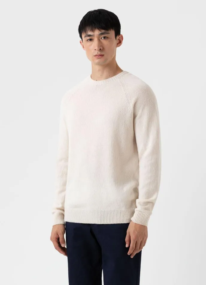SUNSPEL Knitwear Lambswool Crew Neck Jumper Ecru 8211 Men
