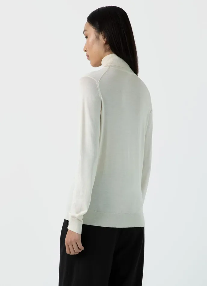 SUNSPEL Knitwear Merino Silk Roll Neck Jumper Ivory 8211 Women