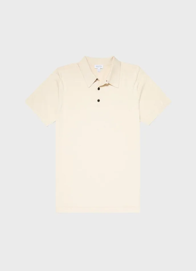 SUNSPEL Knitwear Sea Island Cotton Polo Shirt Undyed 8211 Men