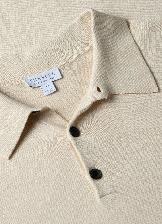 SUNSPEL Knitwear Sea Island Cotton Polo Shirt Undyed 8211 Men