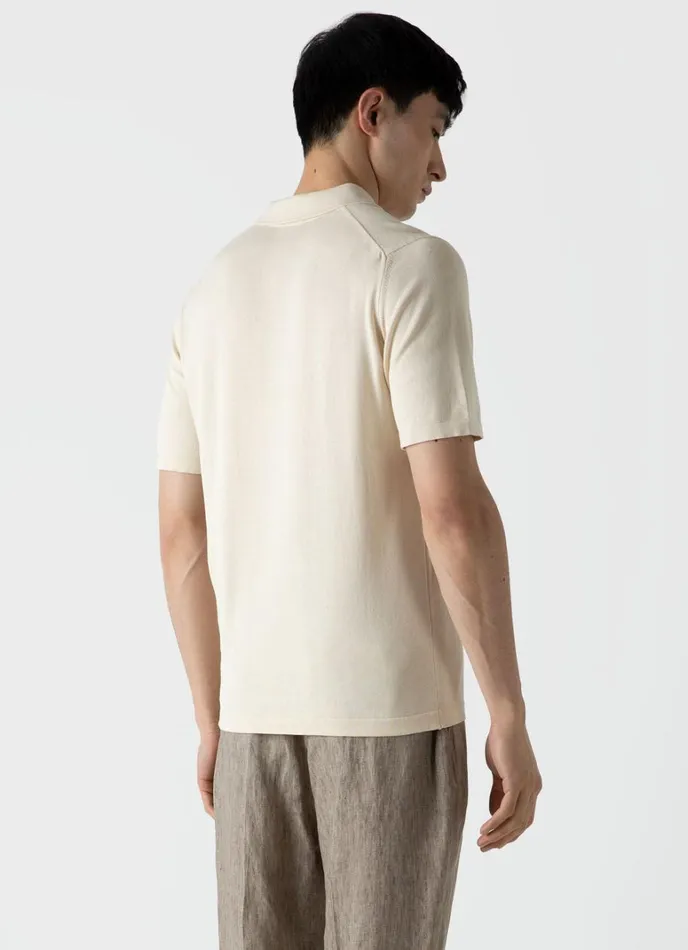 SUNSPEL Knitwear Sea Island Cotton Polo Shirt Undyed 8211 Men