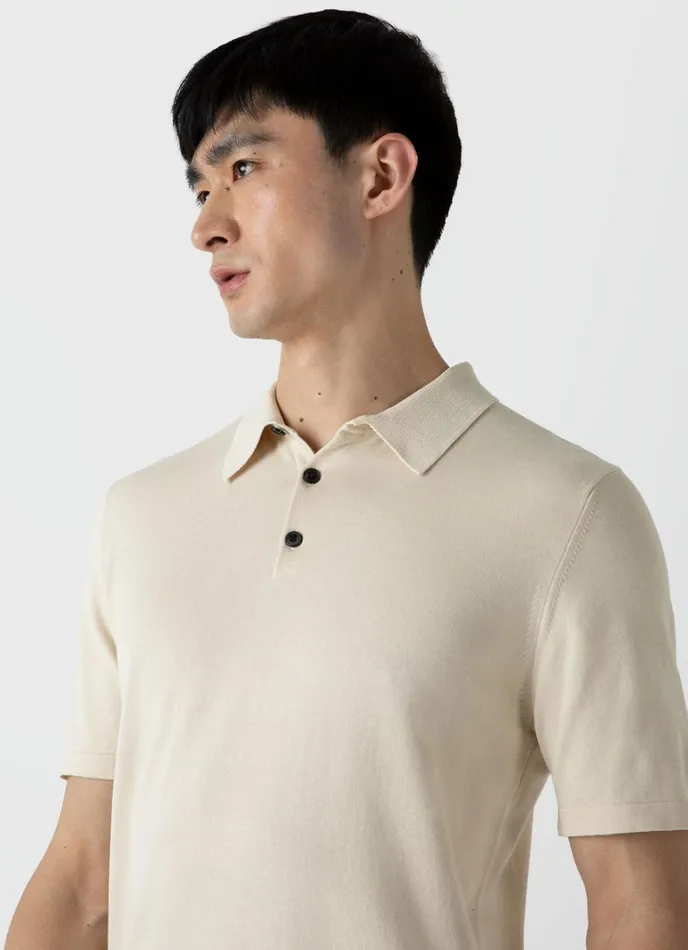 SUNSPEL Knitwear Sea Island Cotton Polo Shirt Undyed 8211 Men