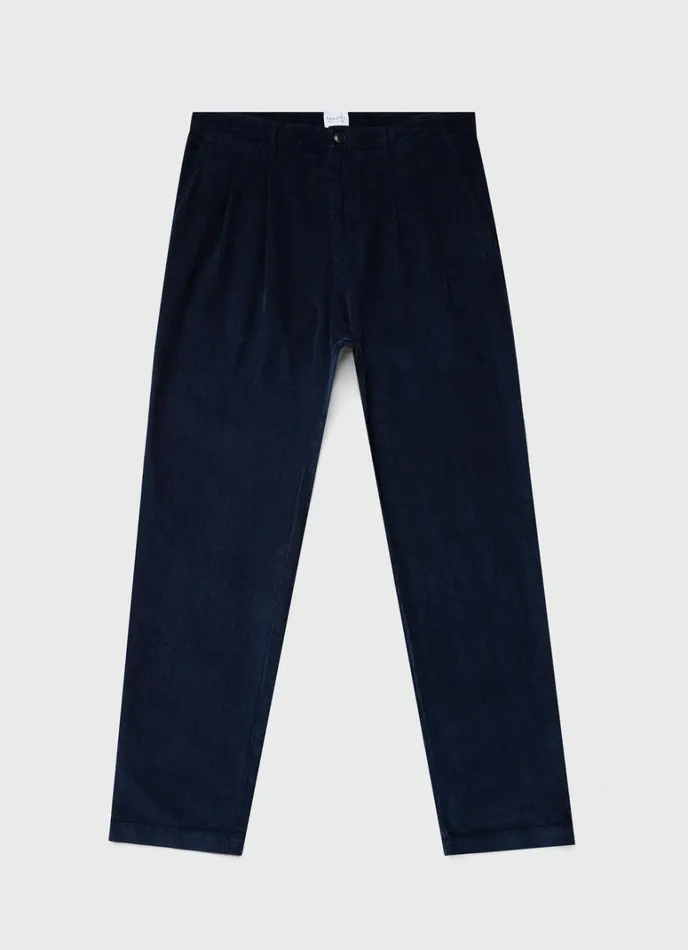 SUNSPEL Pants Double Pleat Corduroy Trouser Navy 8211 Men
