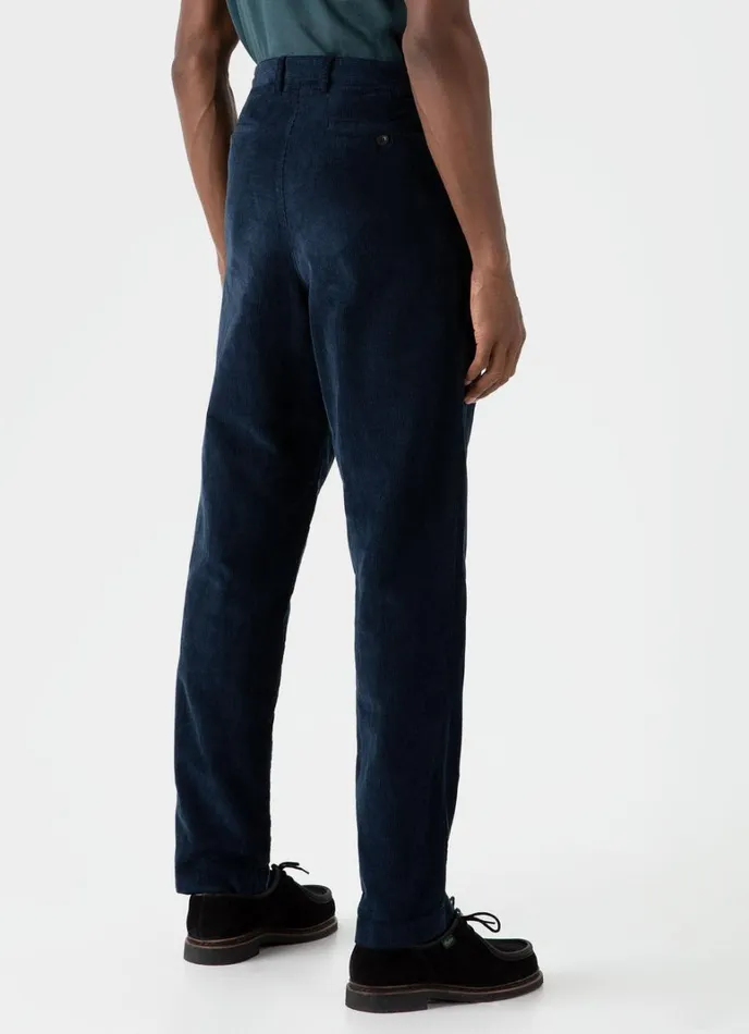 SUNSPEL Pants Double Pleat Corduroy Trouser Navy 8211 Men