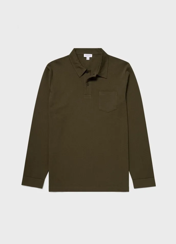 SUNSPEL Polo Shirts Long Sleeve Riviera Polo Shirt Dark Olive 8211 Men
