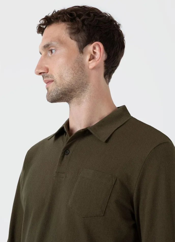 SUNSPEL Polo Shirts Long Sleeve Riviera Polo Shirt Dark Olive 8211 Men
