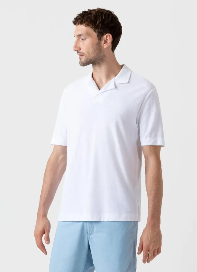 SUNSPEL Polo Shirts Towelling Polo Shirt White 8211 Men