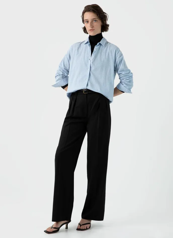 SUNSPEL Shirts and Blouses Cotton Shirt Light Bluewhite Stripe 8211 Women