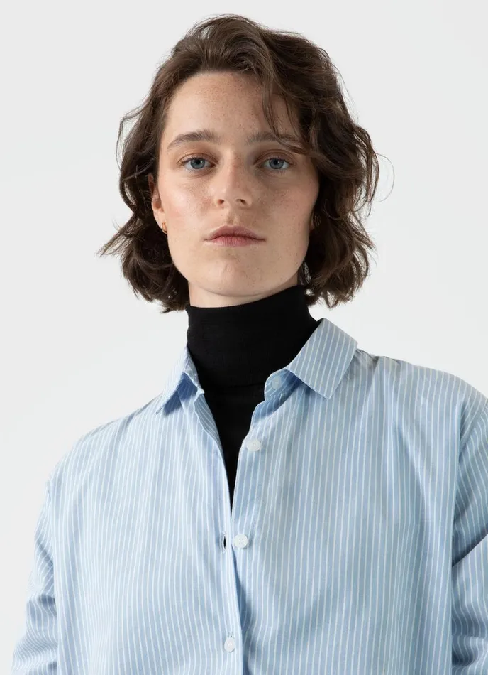 SUNSPEL Shirts and Blouses Cotton Shirt Light Bluewhite Stripe 8211 Women