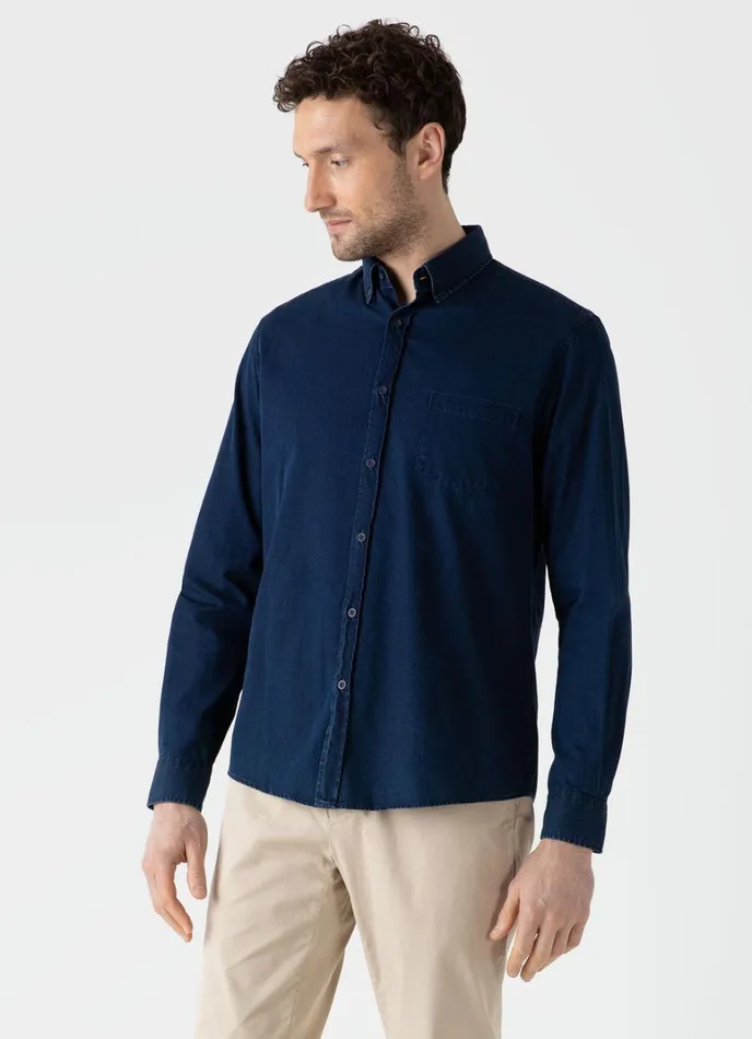 SUNSPEL Shirts Button Down Denim Shirt Indigo 8211 Men