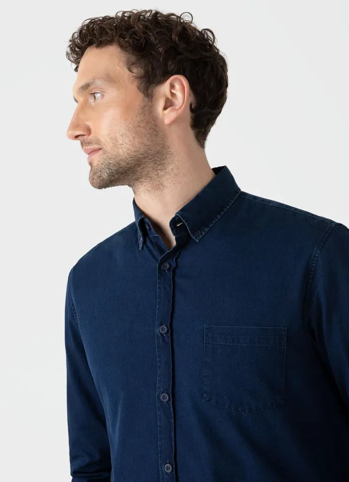 SUNSPEL Shirts Button Down Denim Shirt Indigo 8211 Men