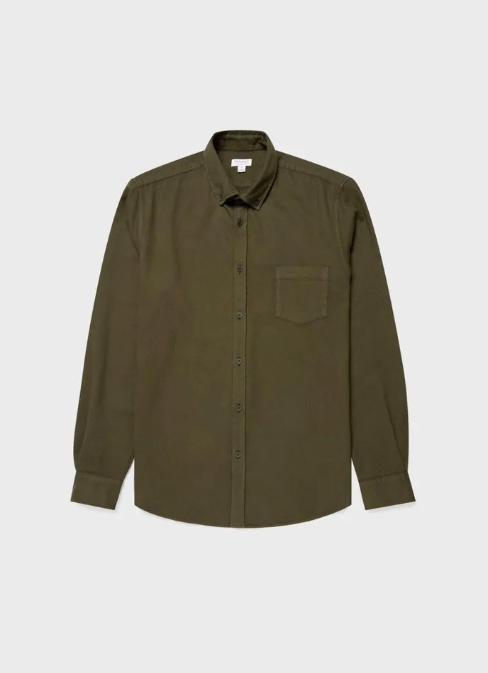 SUNSPEL Shirts Button Down Flannel Shirt Dark Olive 8211 Men