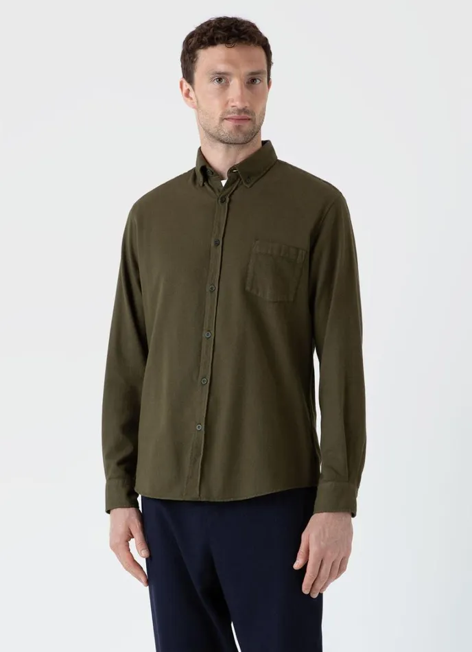 SUNSPEL Shirts Button Down Flannel Shirt Dark Olive 8211 Men