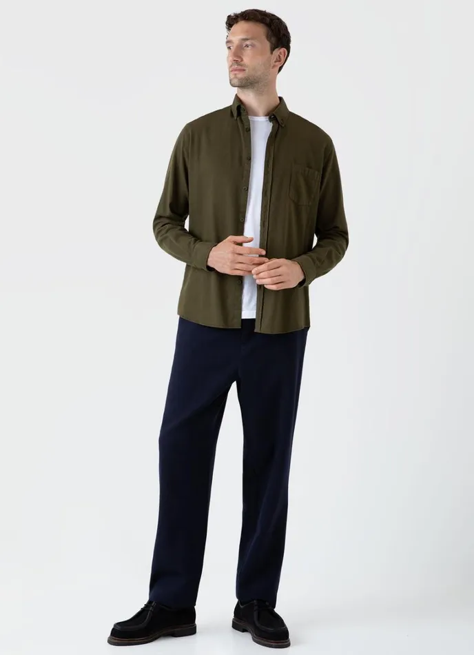 SUNSPEL Shirts Button Down Flannel Shirt Dark Olive 8211 Men
