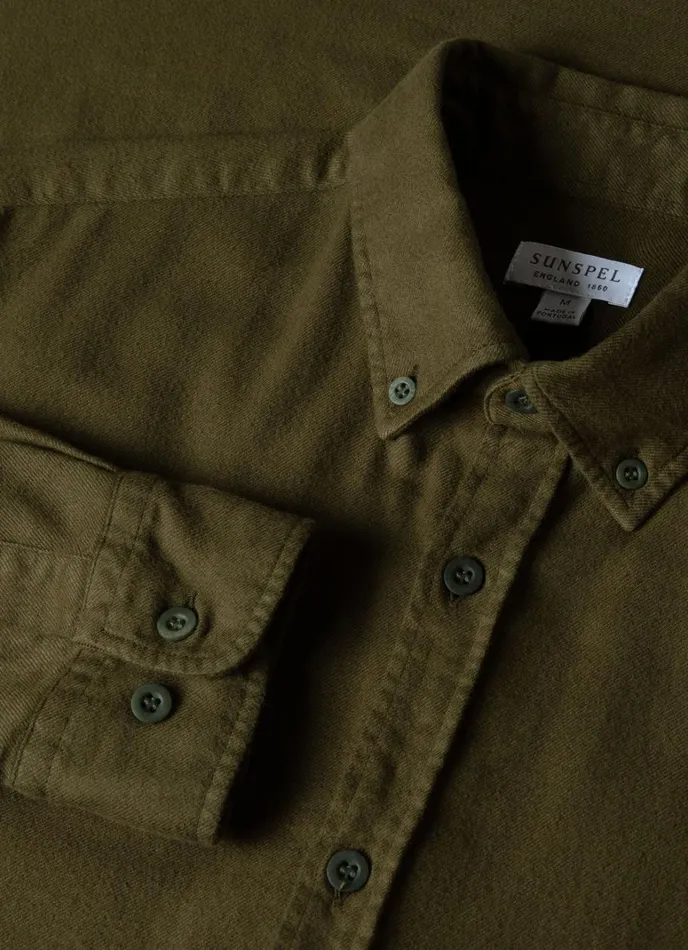 SUNSPEL Shirts Button Down Flannel Shirt Dark Olive 8211 Men