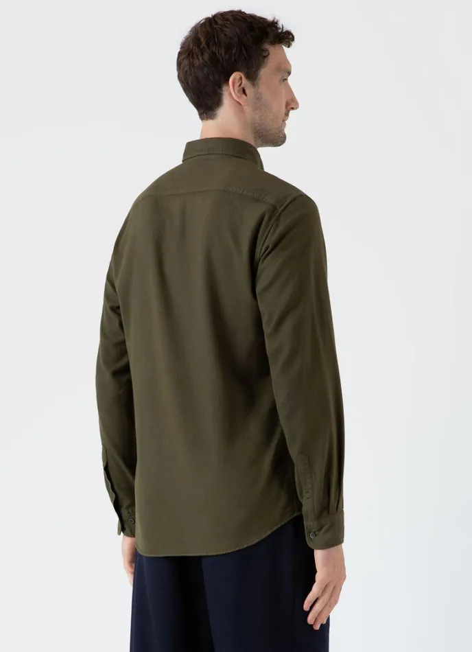 SUNSPEL Shirts Button Down Flannel Shirt Dark Olive 8211 Men