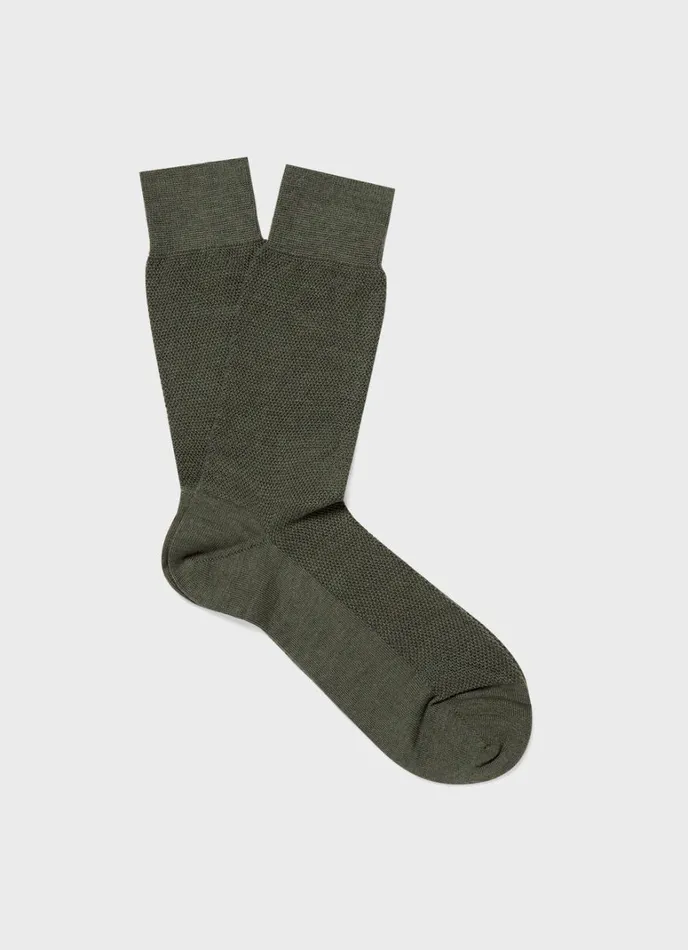 SUNSPEL Socks Merino Wool Waffle Socks Dark Olive 8211 Men