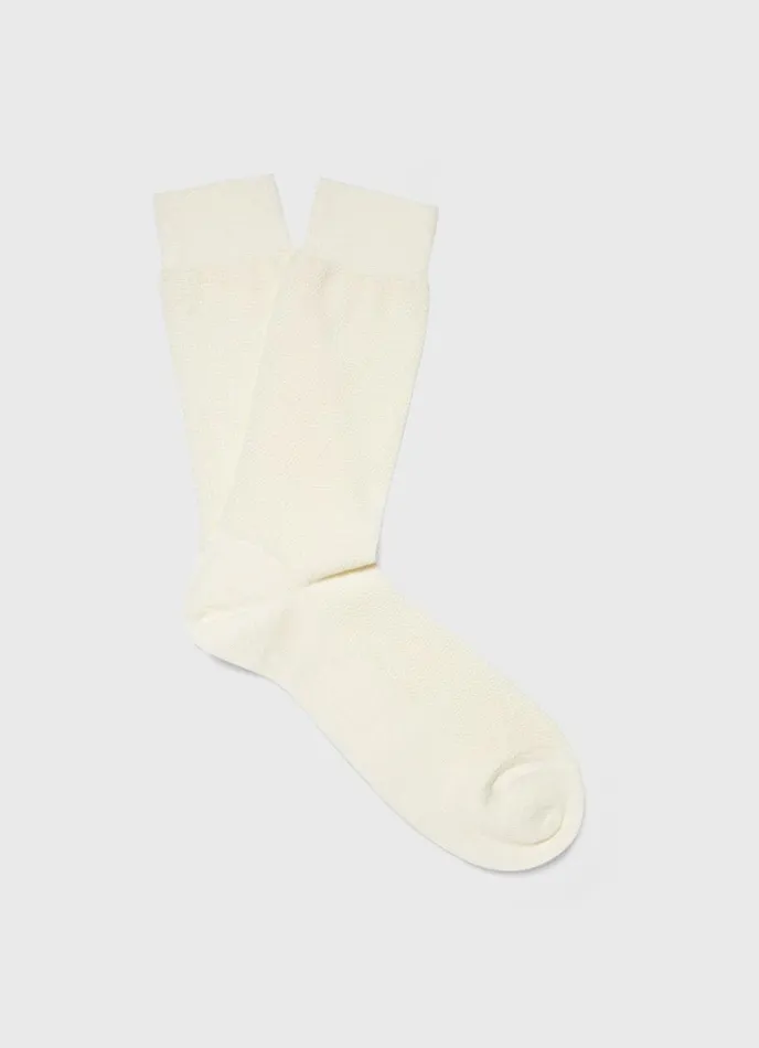 SUNSPEL Socks Merino Wool Waffle Socks Ecru 8211 Men