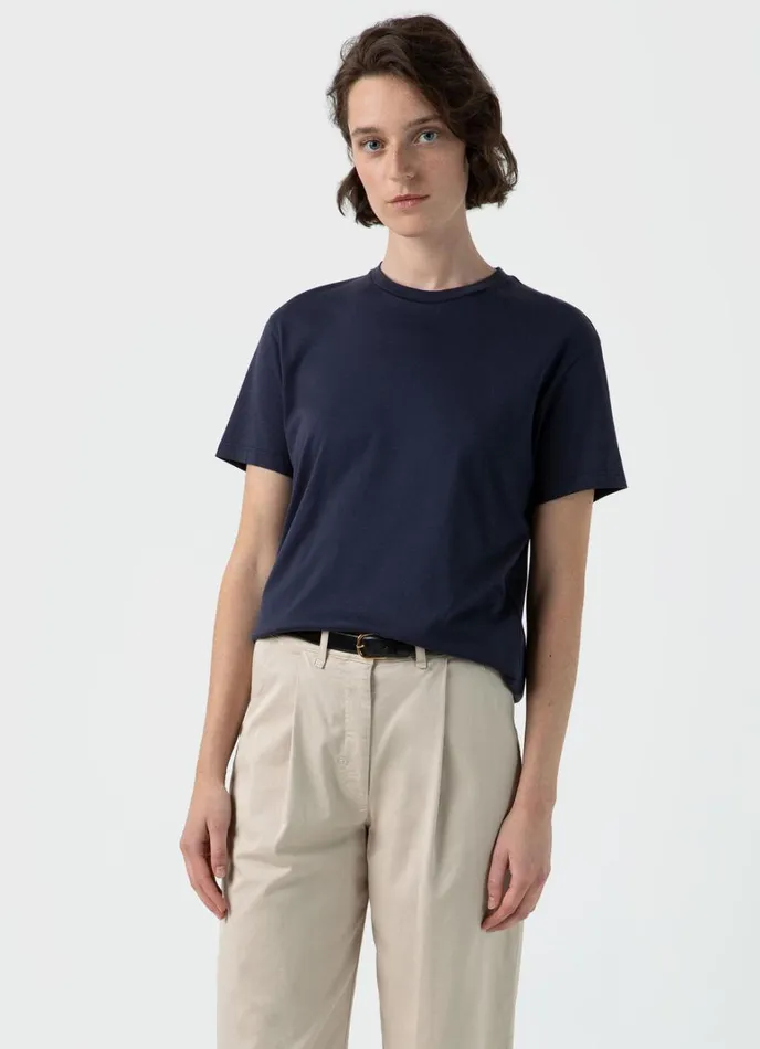 SUNSPEL Tshirts and Tops Boy Fit Tshirt Navy 8211 Women