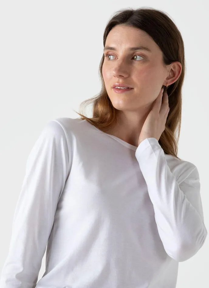 SUNSPEL Tshirts and Tops Long Sleeve Classic Tshirt White 8211 Women