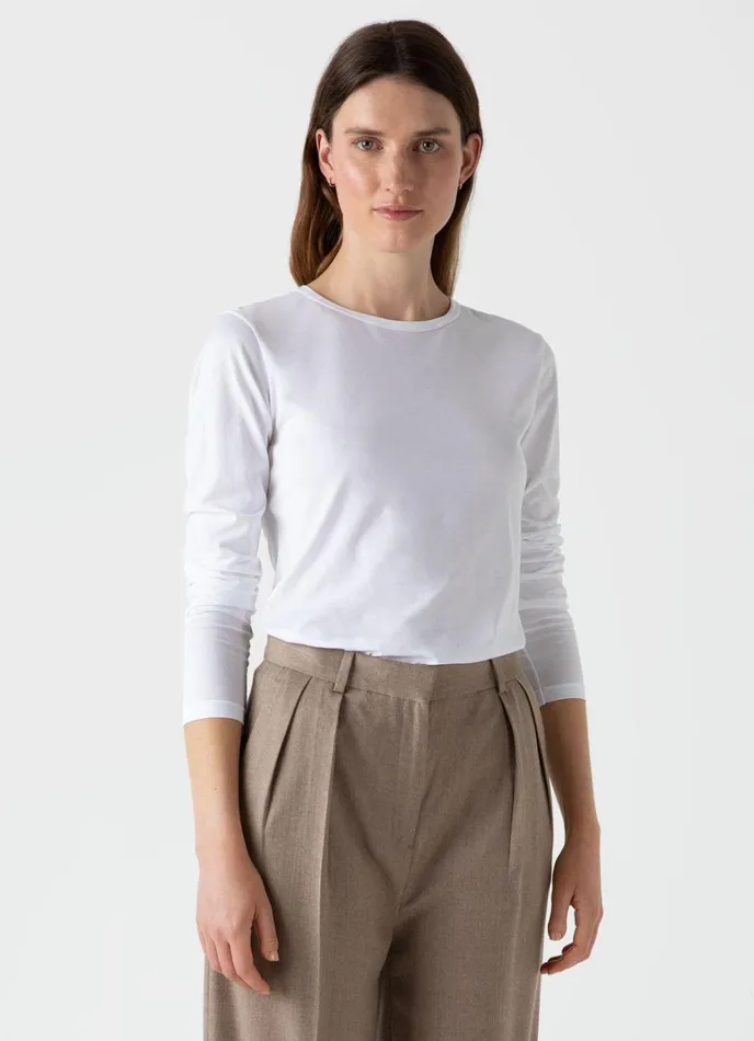 SUNSPEL Tshirts and Tops Long Sleeve Classic Tshirt White 8211 Women