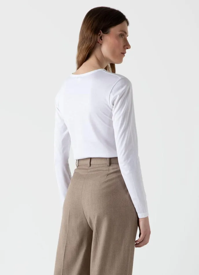 SUNSPEL Tshirts and Tops Long Sleeve Classic Tshirt White 8211 Women