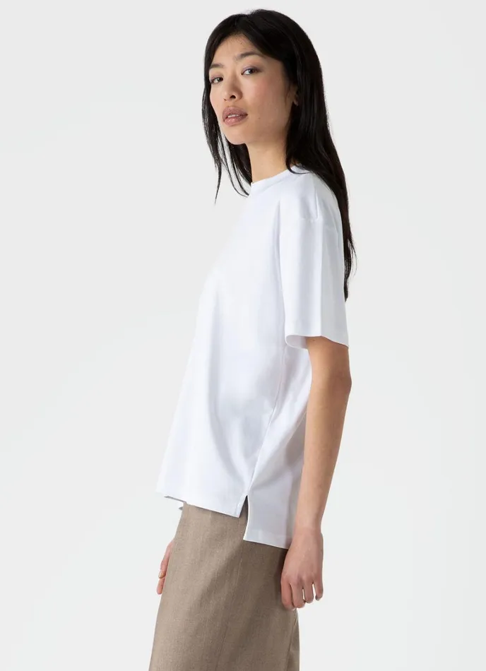 SUNSPEL Tshirts and Tops Mock Neck Heavyweight Tshirt White 8211 Women