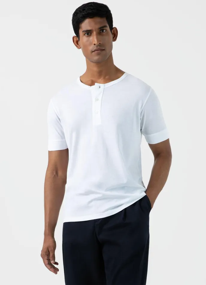 SUNSPEL Tshirts Henley Tshirt White 8211 Men