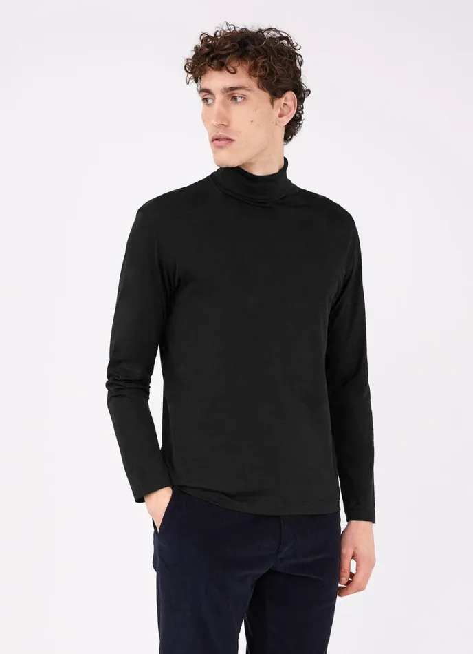 SUNSPEL Tshirts Long Sleeve Roll Neck Tshirt Black 8211 Men