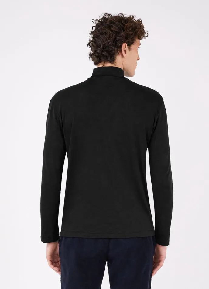 SUNSPEL Tshirts Long Sleeve Roll Neck Tshirt Black 8211 Men