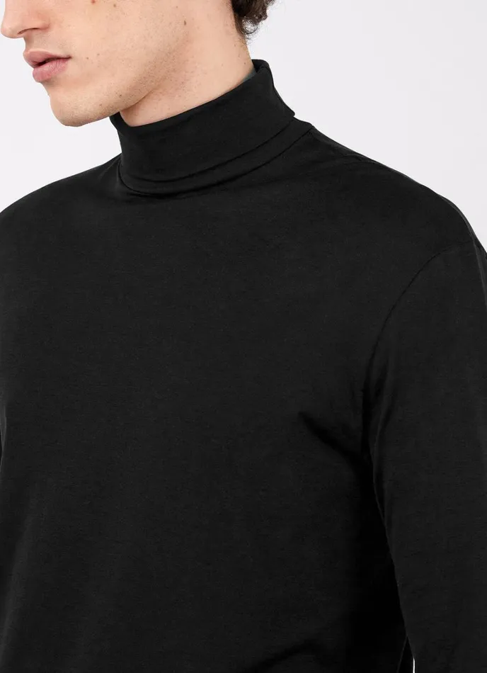 SUNSPEL Tshirts Long Sleeve Roll Neck Tshirt Black 8211 Men