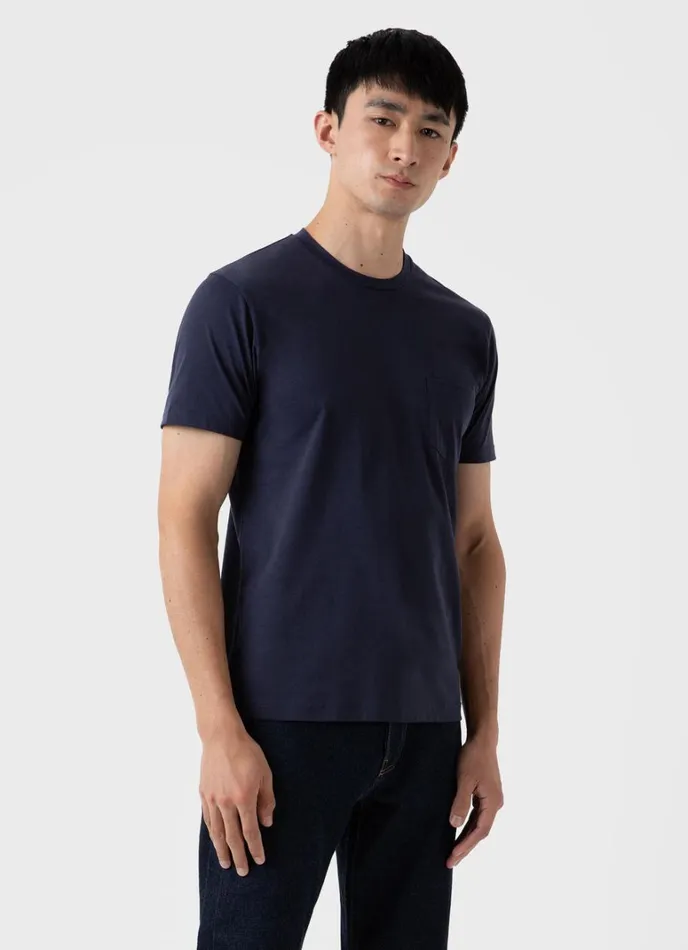 SUNSPEL Tshirts Riviera Midweight Pocket Tshirt Navy 8211 Men