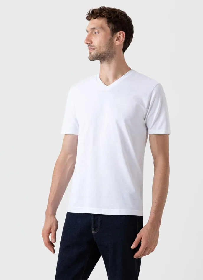 SUNSPEL Tshirts Riviera Midweight Vneck Tshirt White 8211 Men